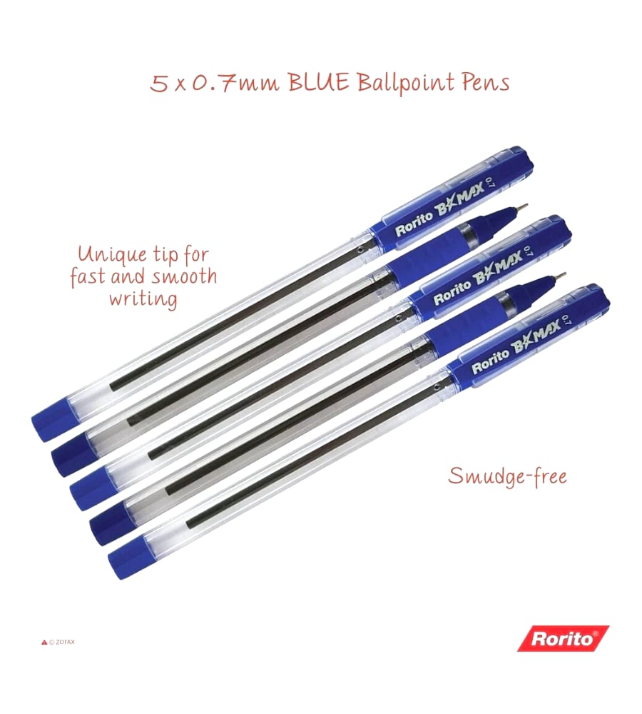 RORITO B Max Brighter Writer Ball Pen (Pack Of 10), Blue view 4